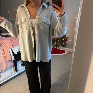 Aerie Gray Waffle Knit Top